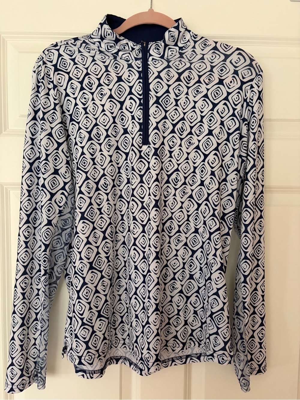 San Soleil Performance Long Sleeve Top - Navy & White, L